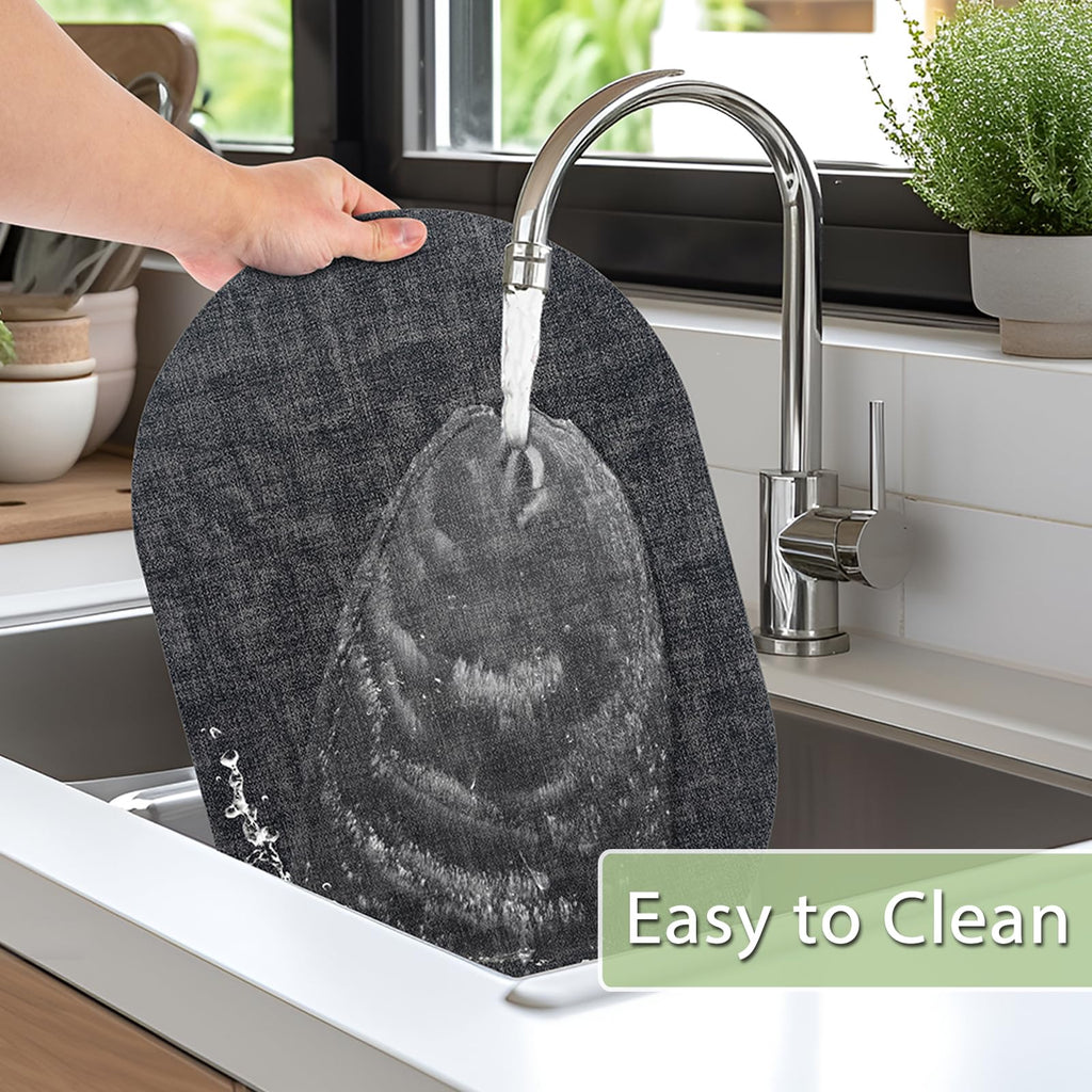 Faux Leather Oval Placemats Set of 4, Charcoal