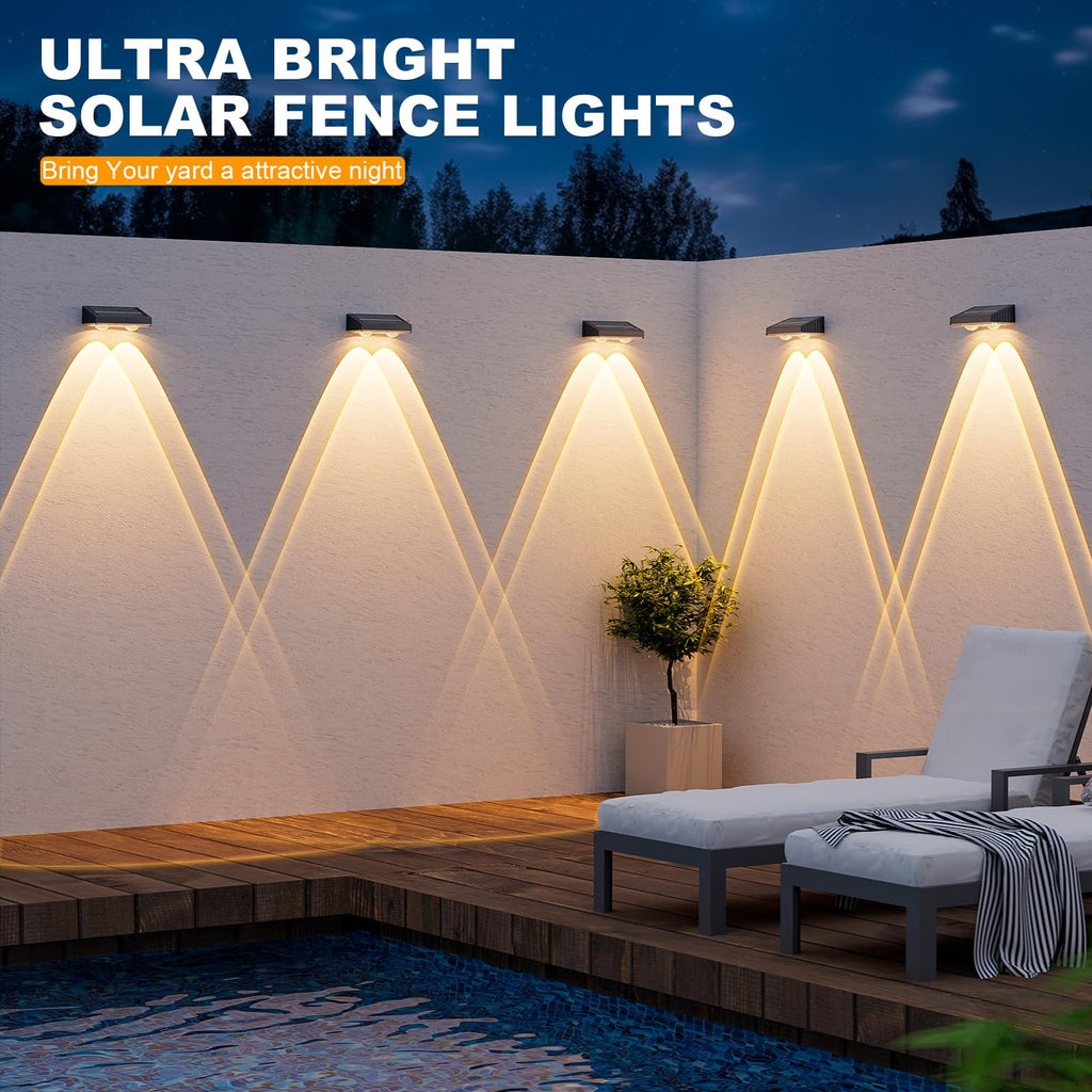Solar Fence Lights, 12 Pack Deck Light, Led Lights Warm White Outdoor Wall Lights, IP45 Solar Powered Light Waterproof