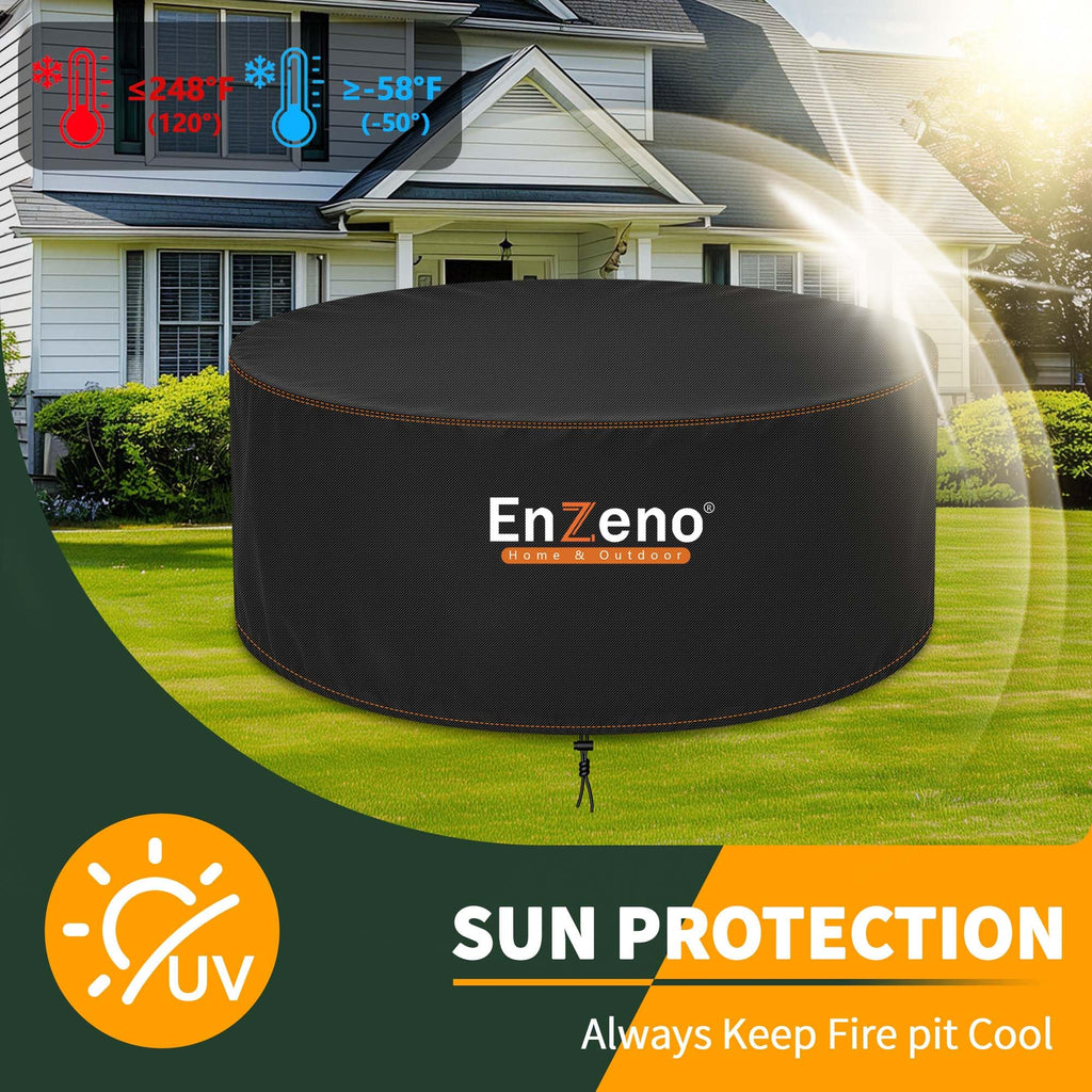 Fire Pit Cover Round 49x24inch, FirePit Table Cover Waterproof