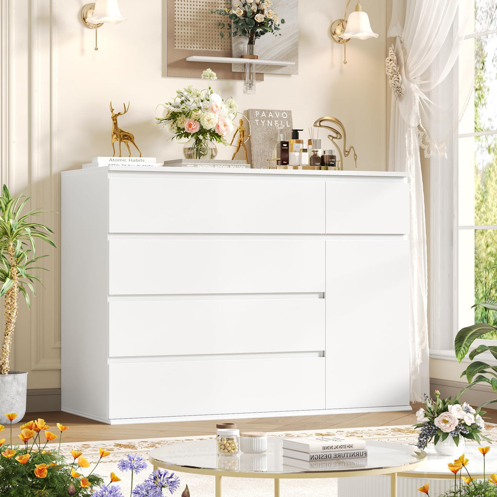 White, Wide Chest of Drawers