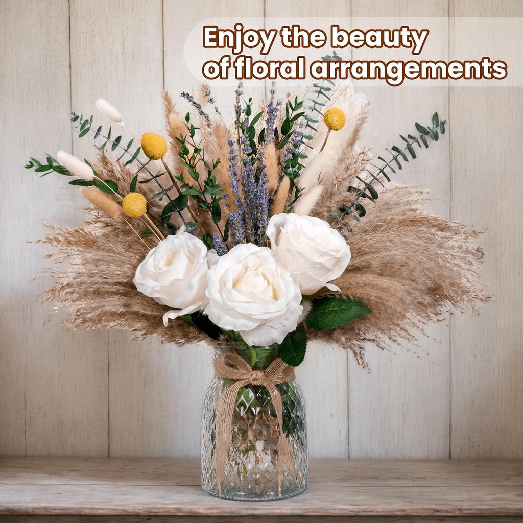 Faux Flower Arrangement with Vase, Center Pieces Decoration for Table, Pampas Grass Floral Décor, Thanksgiving &
