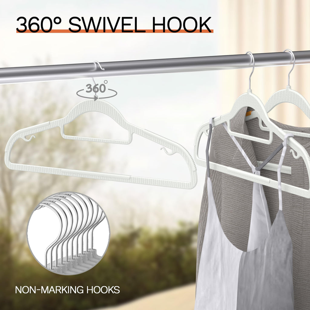 60 Pack Thin Space Saving Hangers, Slim Clothes Hangers with Raised Textured and 360° Hook - Plastic Hanger, Closet