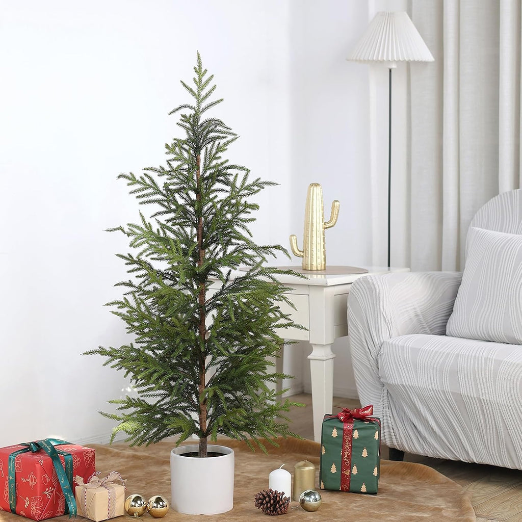 4FT 1Pcs Artificial Norfolk Pine Potted Christmas Tree for Front Door Decor