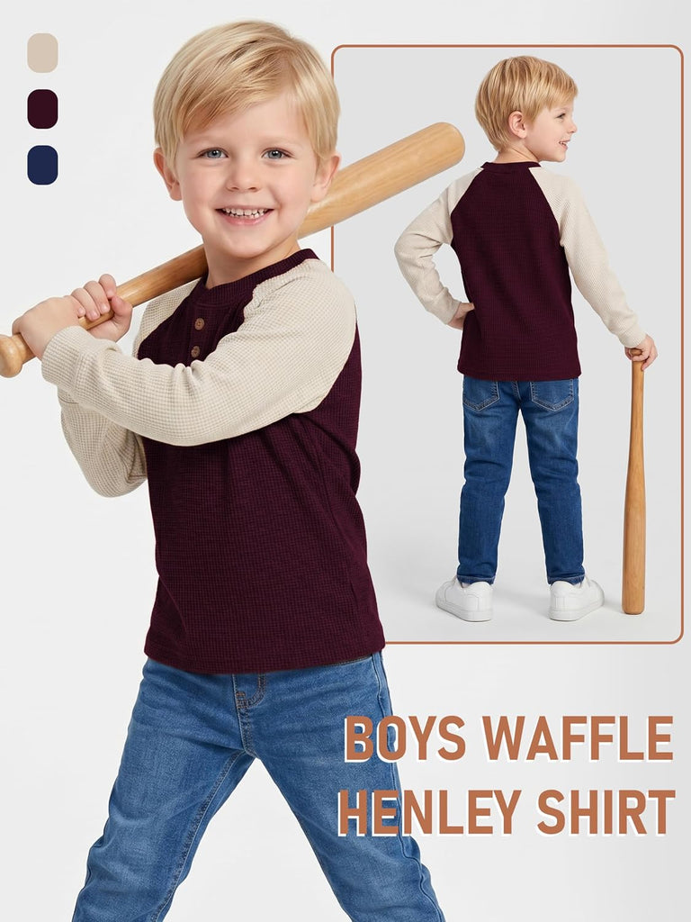 3 Pack Toddler Boys Waffle Long Sleeve Henley Shirt Toddler Long Sleeve Shirt Fall Toddler Boy Clothes