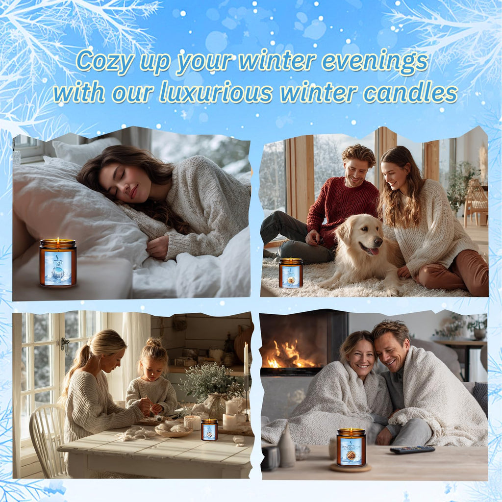 Christmas Candles, Winter Scented Candles, 4 Pack Holiday Natural Soy Candles, Gifts for Women Men, Fragrance of