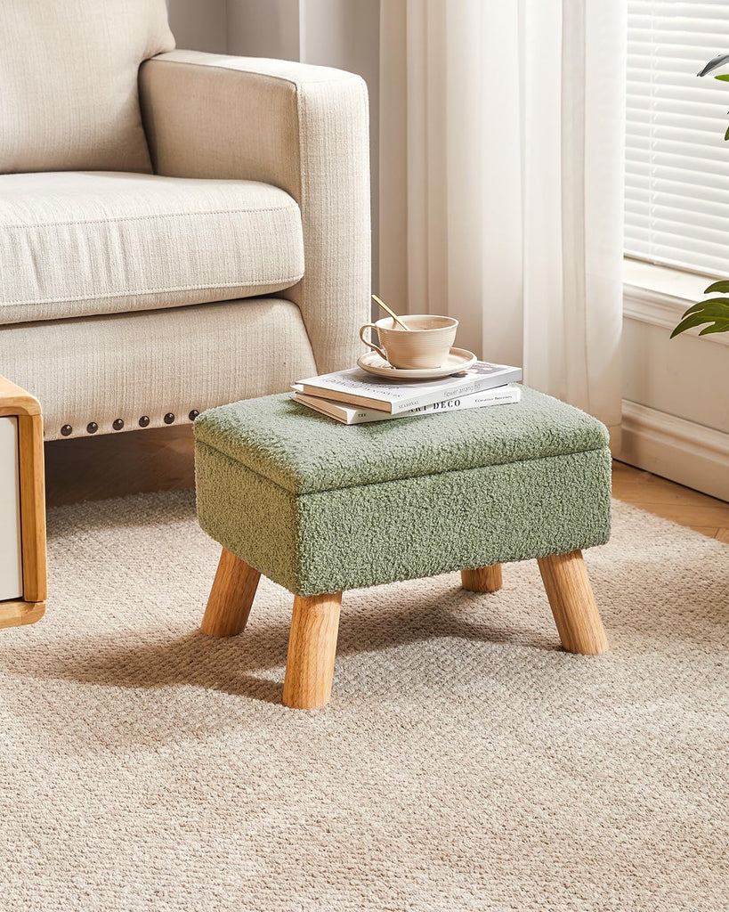 Storage Ottoman, Small Foot Stool Ottoman with Storage, Teddy Velvet