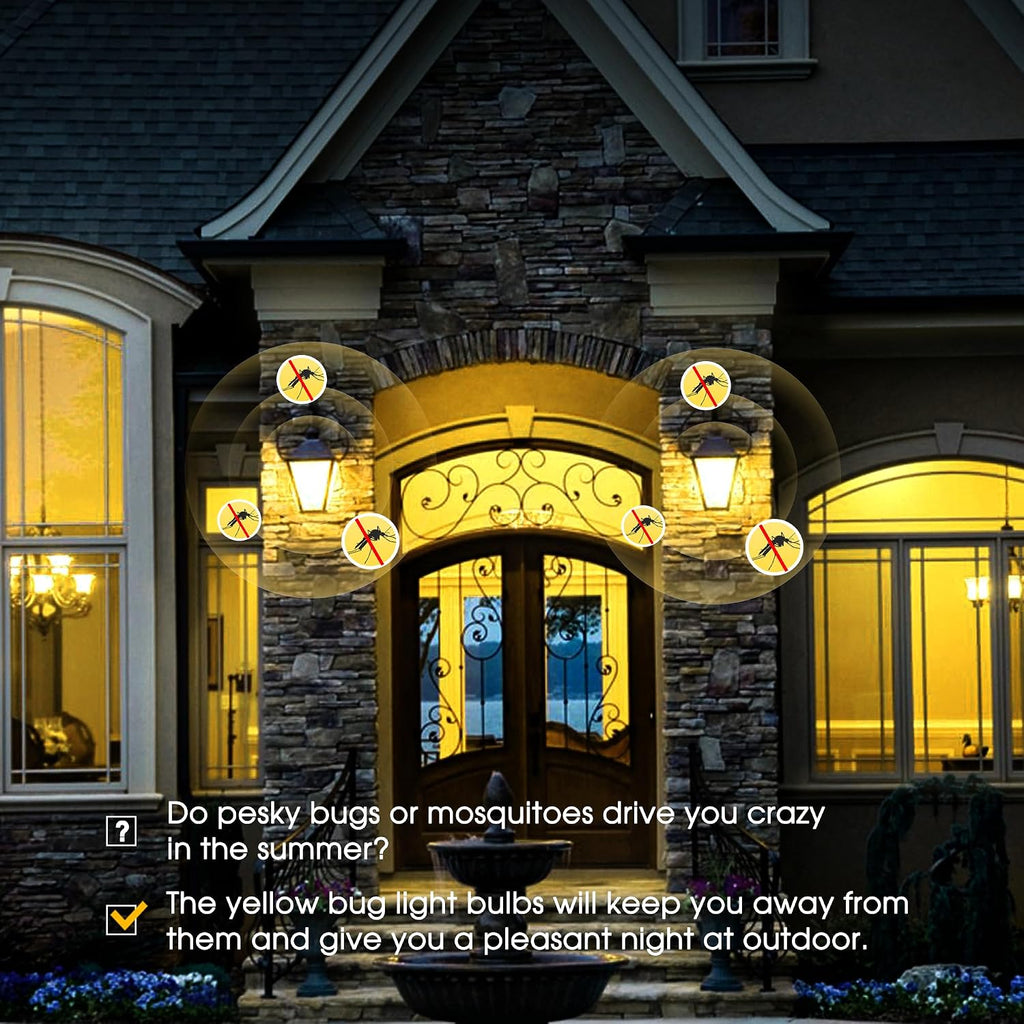 Dusk to Dawn Bug Light Bulbs Outdoor, 6W LED Yellow Bulb for Porch