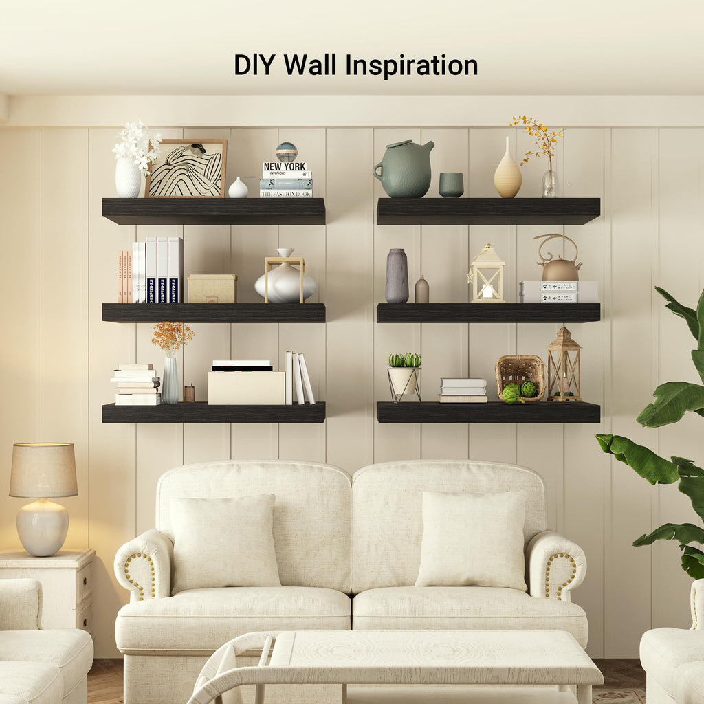48 x 12 Deep Floating Shelves Wall Mounted Set of 1 Black