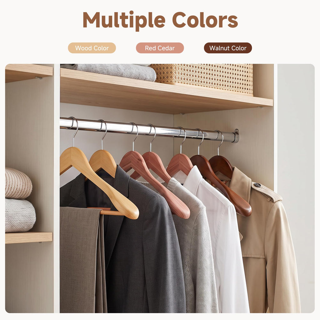 Red Cedar Wood Hangers 6 Set, Extra Wide Shoulder Suit Hangers