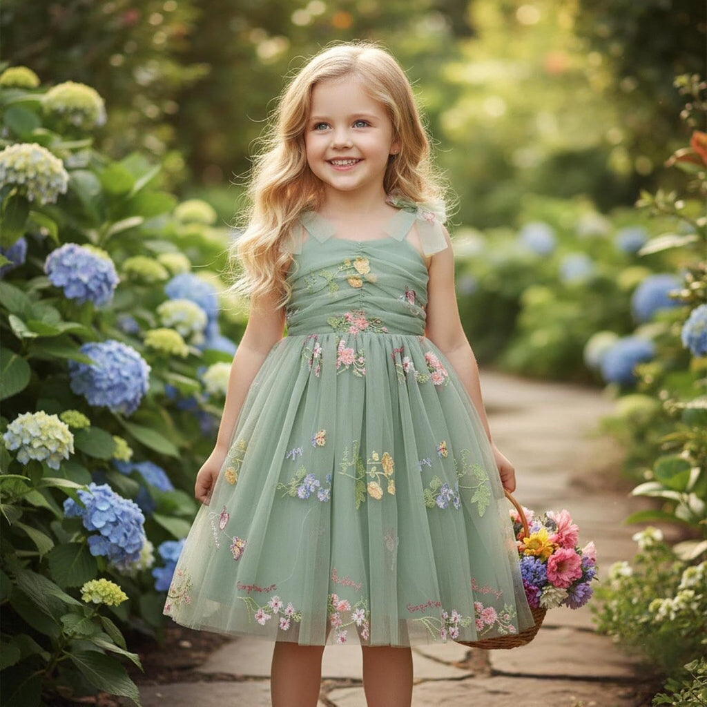 Baby Girls Birthday Party Dress Toddler Kids Bowknot Spaghetti Straps Tulle Tutu Princess Dress Pageant Holiday