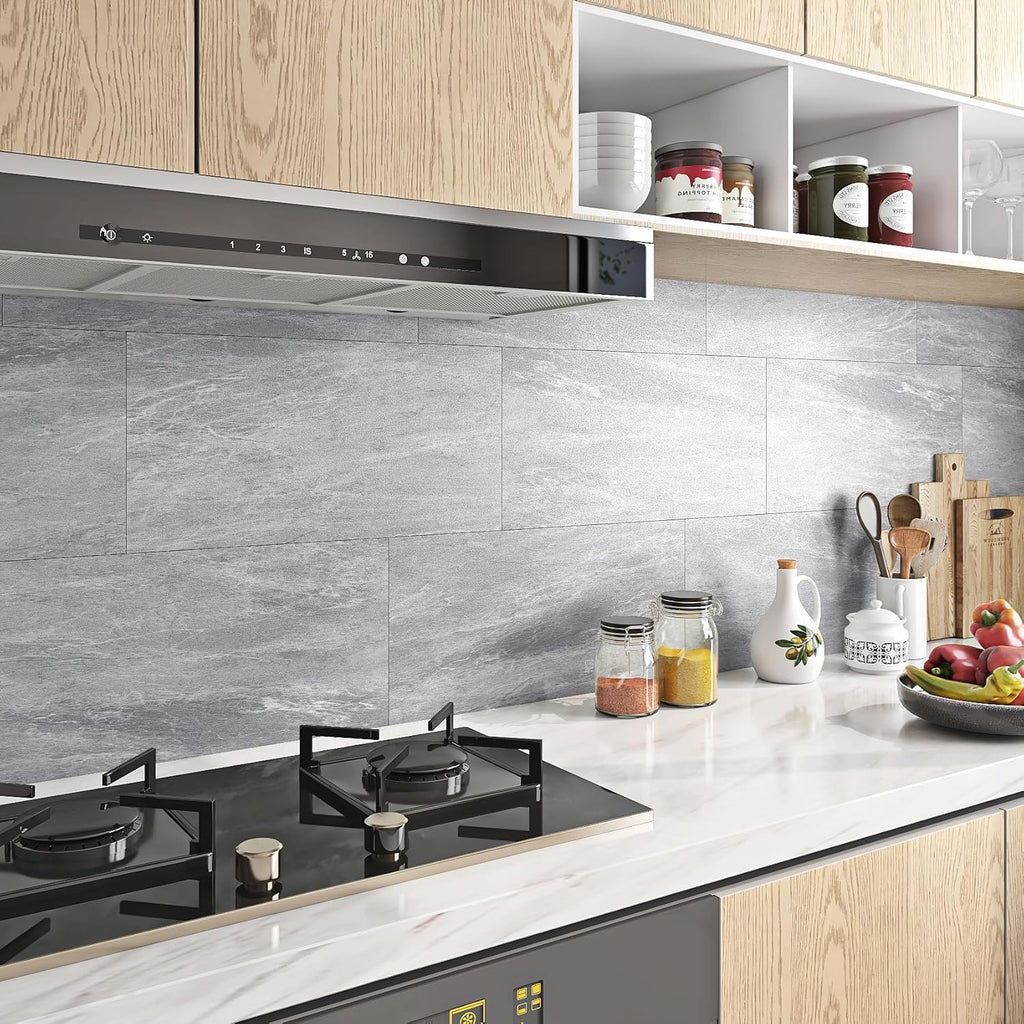 15 Pcs 12"x24" Flooring Tile Peel and Stick Floor Tile Waterproof Grey Marble Vinyl Flooring Peel and Stick Wall
