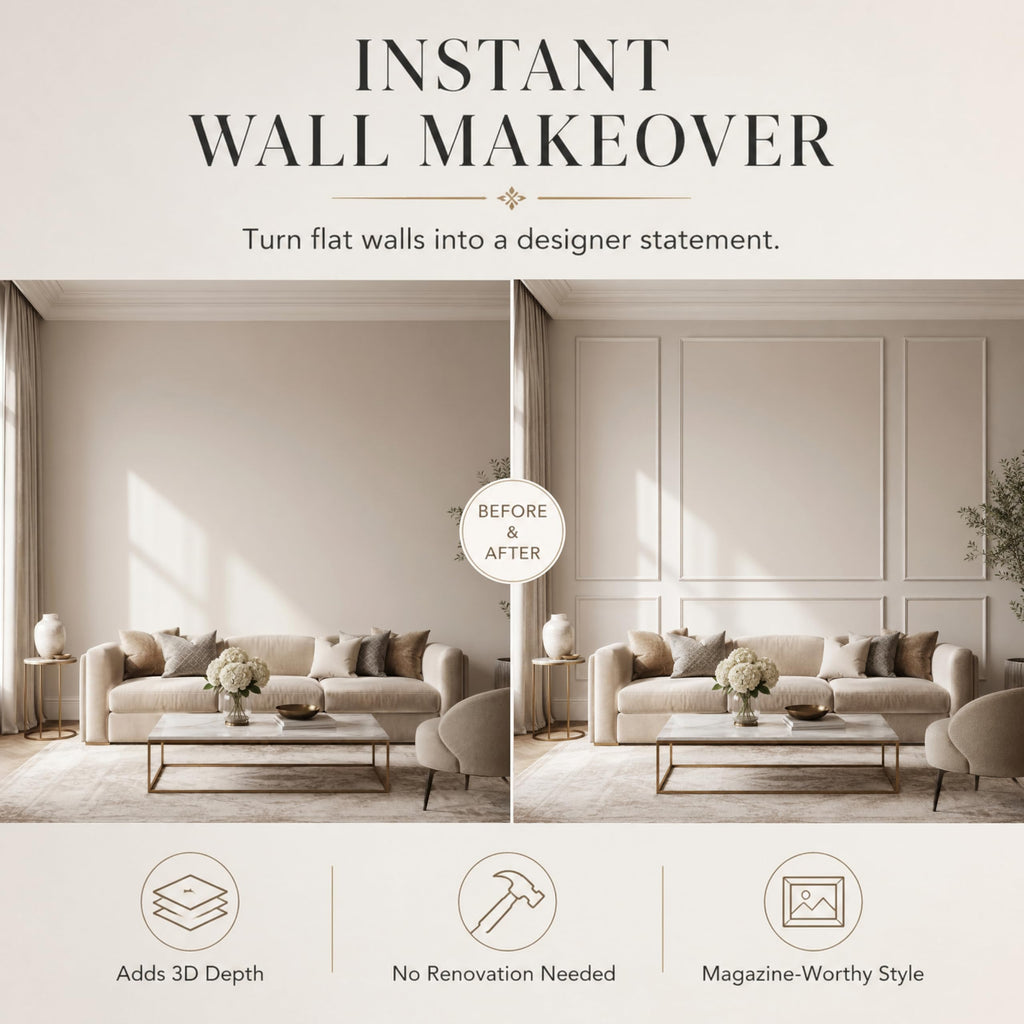Pre-Cut Wall Molding Kit: Ready to Assemble Paintable Wainscoting Panels