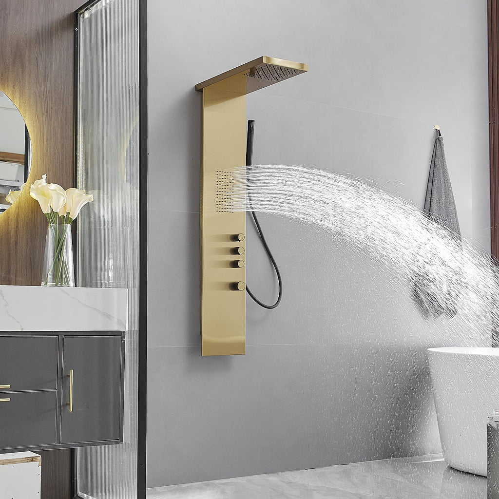 Shower Panel Tower System, Brushed Gold