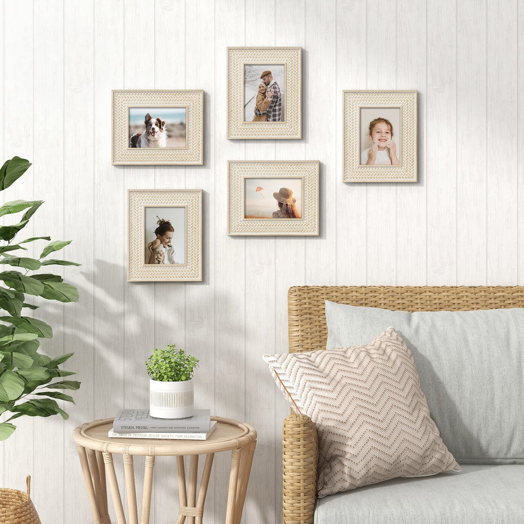 Boho 5x7 Picture Frame Rattan Photo Frame Set of 2