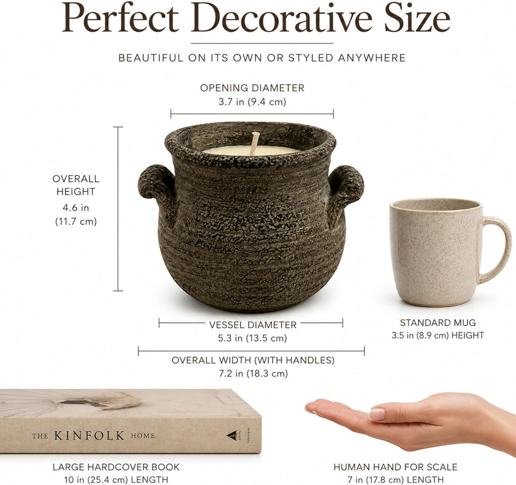 12 oz Light Floral Scented Candle in Rustic Gray Rough-Textured Ceramic Bowl Outdoor Cozy Home Decor