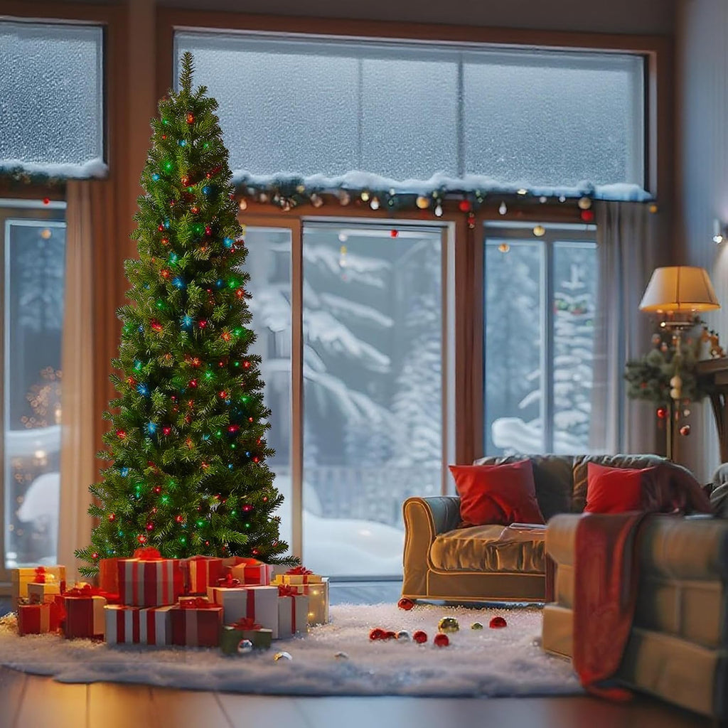 Pre-Lit Slim Christmas Tree Douglas Fir