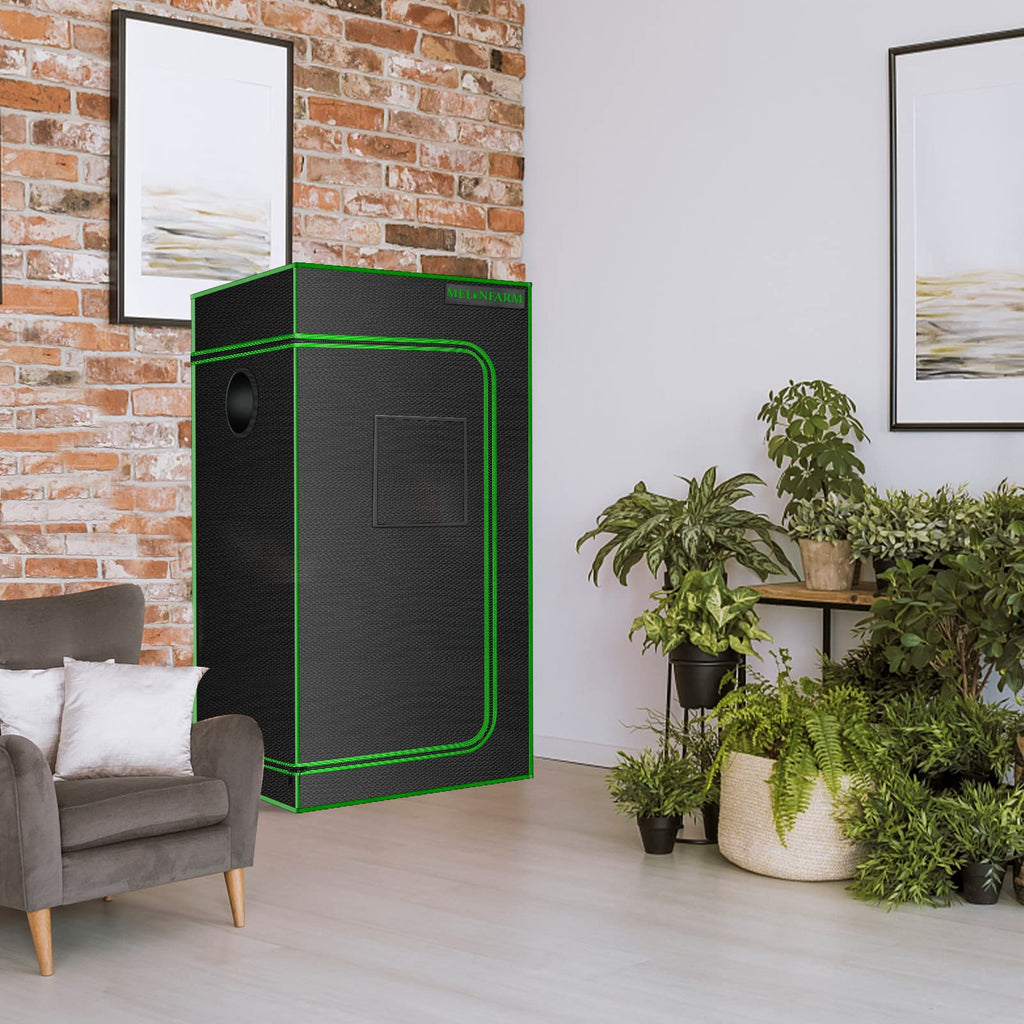 2x2 Grow Tent, 24"x24"x48'' High Reflective 600D Diamond Mylar Canvas with Observation Window and Floor Tray for