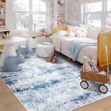 Area Rugs 5x7 for Living Room: Washable Rug Modern Abstract Neutral Rugs Non-Slip Low-Pile Soft Carpet for Bedroom