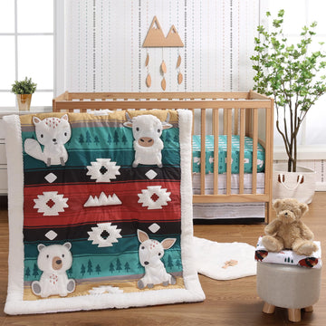 4 Piece Baby Crib Bedding Set for Boys & Girls - Newborn, Infant & Toddler Nursery Bed Set Decor with Two Crib