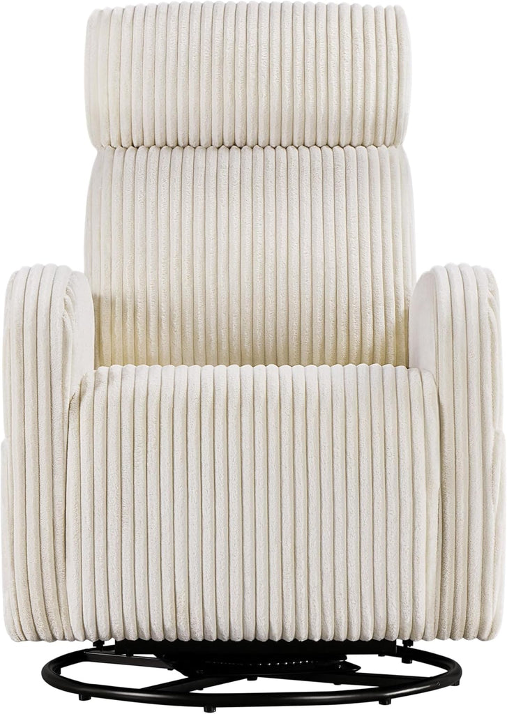 360° Swivel Nursery Rocking Chairs, Glider Rocker with Side Pockets, upholstered Rocking Chair Reading Chairs , Beige