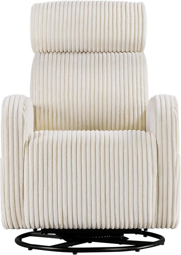 360° Swivel Nursery Rocking Chairs, Glider Rocker with Side Pockets, upholstered Rocking Chair Reading Chairs , Beige