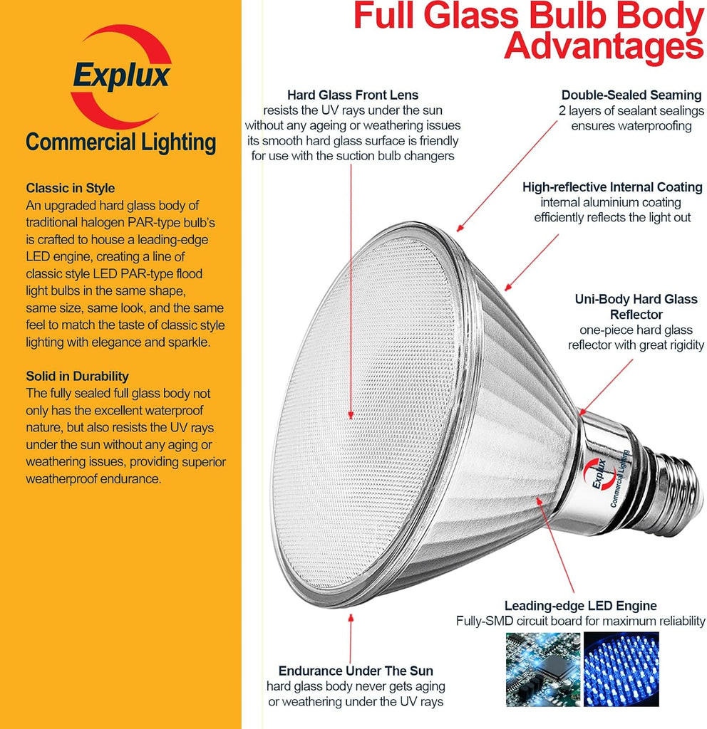 Ultra Bright PAR38 Outdoor Flood Light, 300W Equivalent, 5000K, 2-Pk | Dimmable, Best-in-Class 4100 Lumens, Full