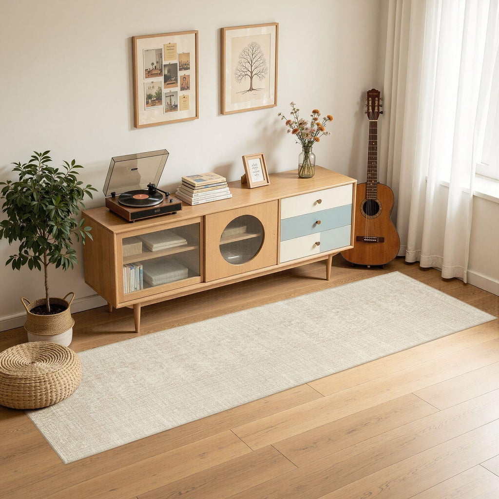 Neutral 2x8 Runner Rug Non Slip Carpet Washable, Beige