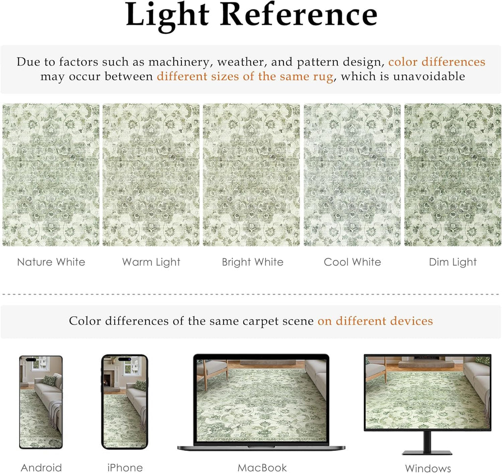 2x6 Green Neutral Runner Rug