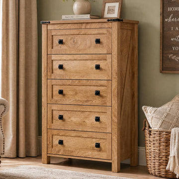 Farmhouse 54" 6-Drawer Dresser, Natural Oak