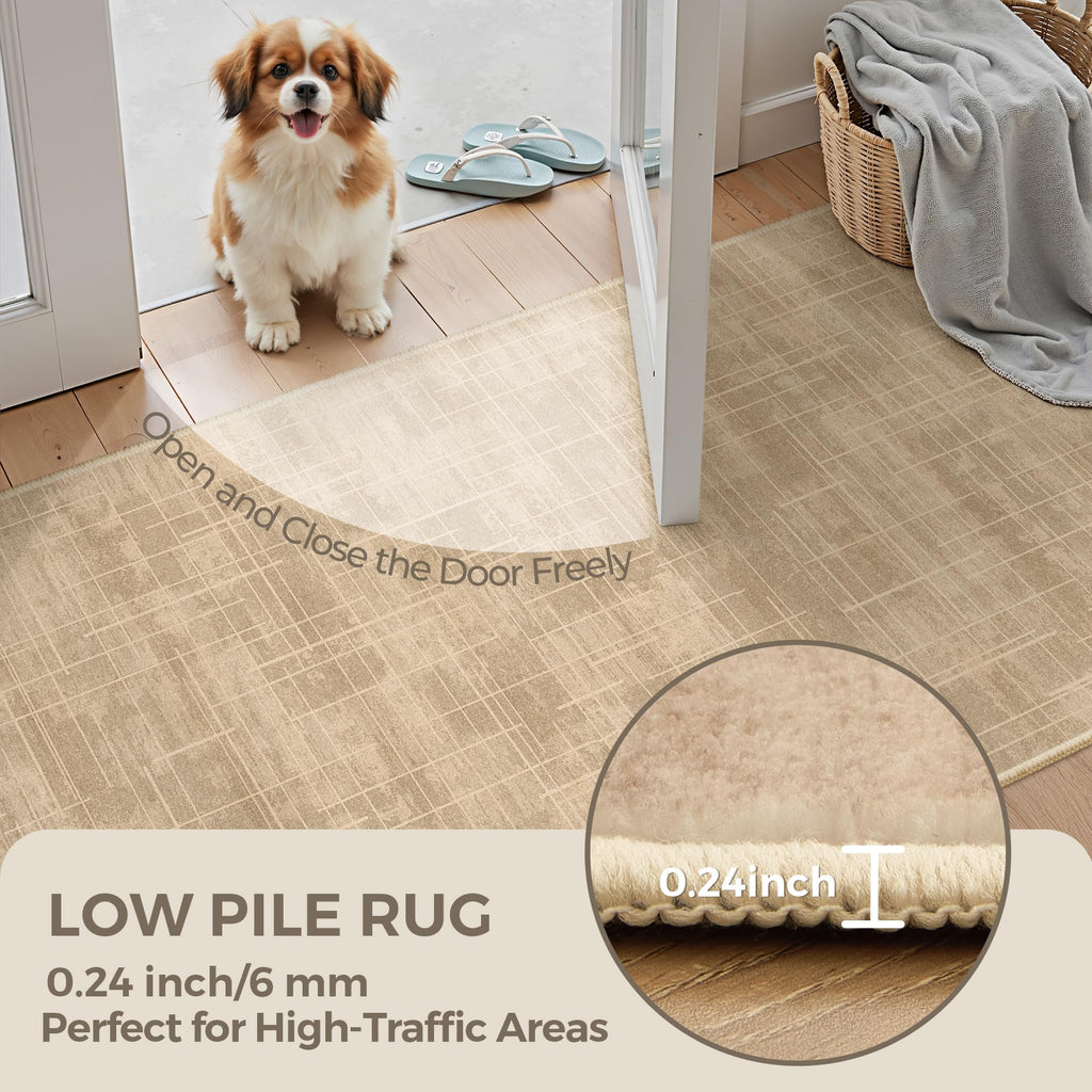 2x6 Runner Rug Non Slip, Washable Hallway Runner Rug, Brown