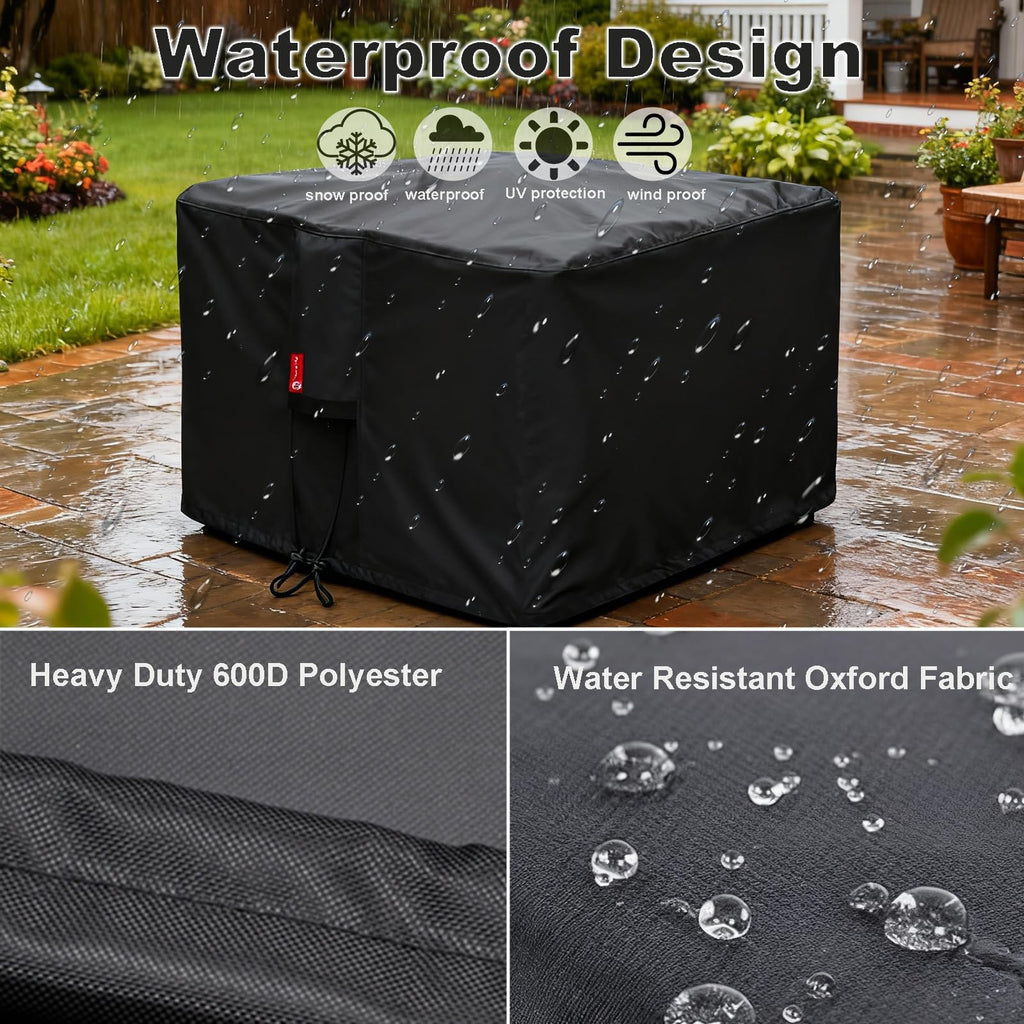 Fire Pit Cover Square 44"Lx44"Wx24"H, Waterproof 600D Polyester