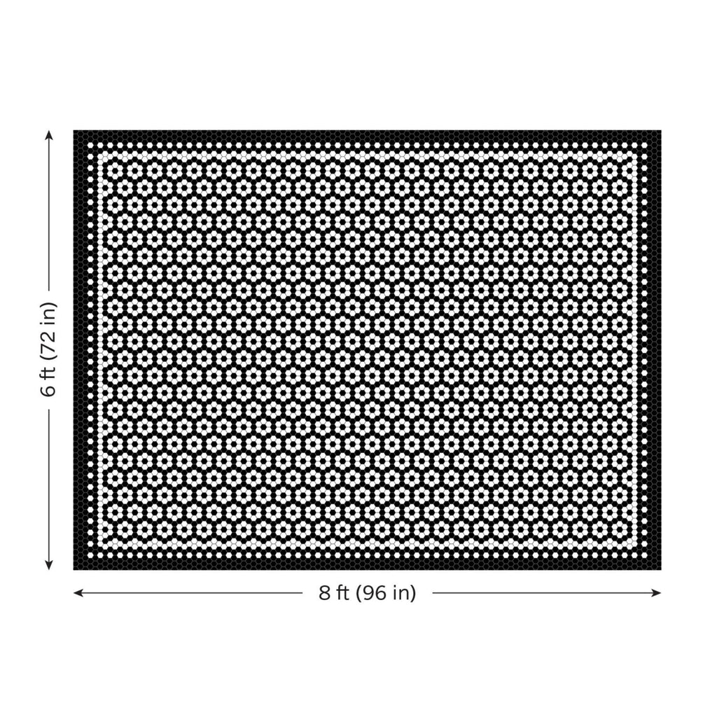 Vinyl Floor Mat - White Vintage Tile Pattern - Waterproof Non-Slip Kitchen Rug - Hard Floor Safe - Eco-Friendly