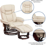 Modern Reclining Swivel Lounge Chair and Ottoman — Beige