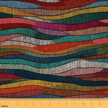 Rainbow Wavy Decorative Fabric by The Yard Tribal Ethnic Geometric Indoor Soft Polyester No Stretch Fabric Colorful