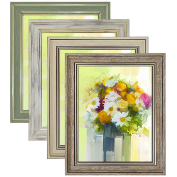 8x10 Picture Frame Set of 4, Rustic Farmhouse Picture Frames for Table or Wall Hanging