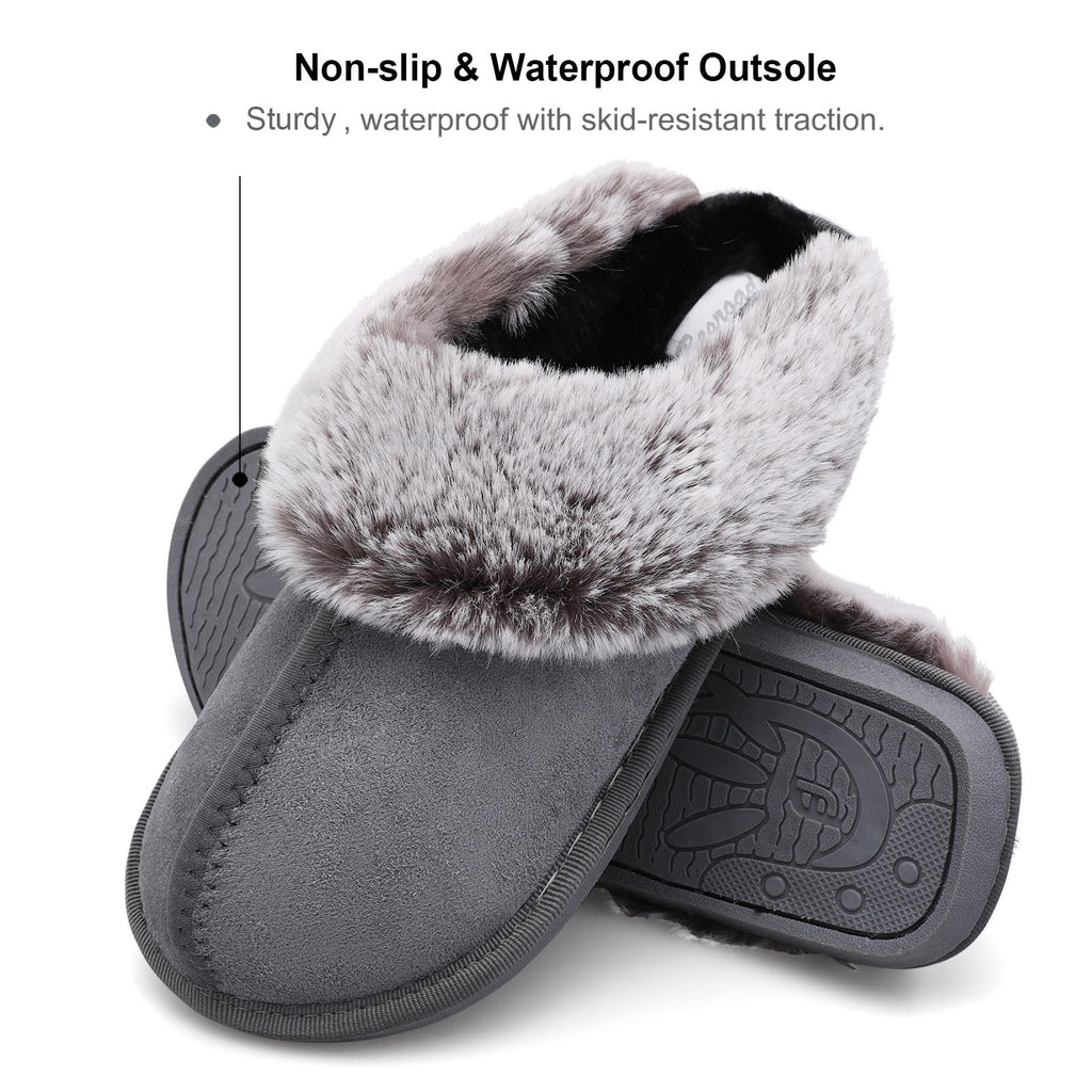 Women's Grey 6-7 Fuzzy Slipper
