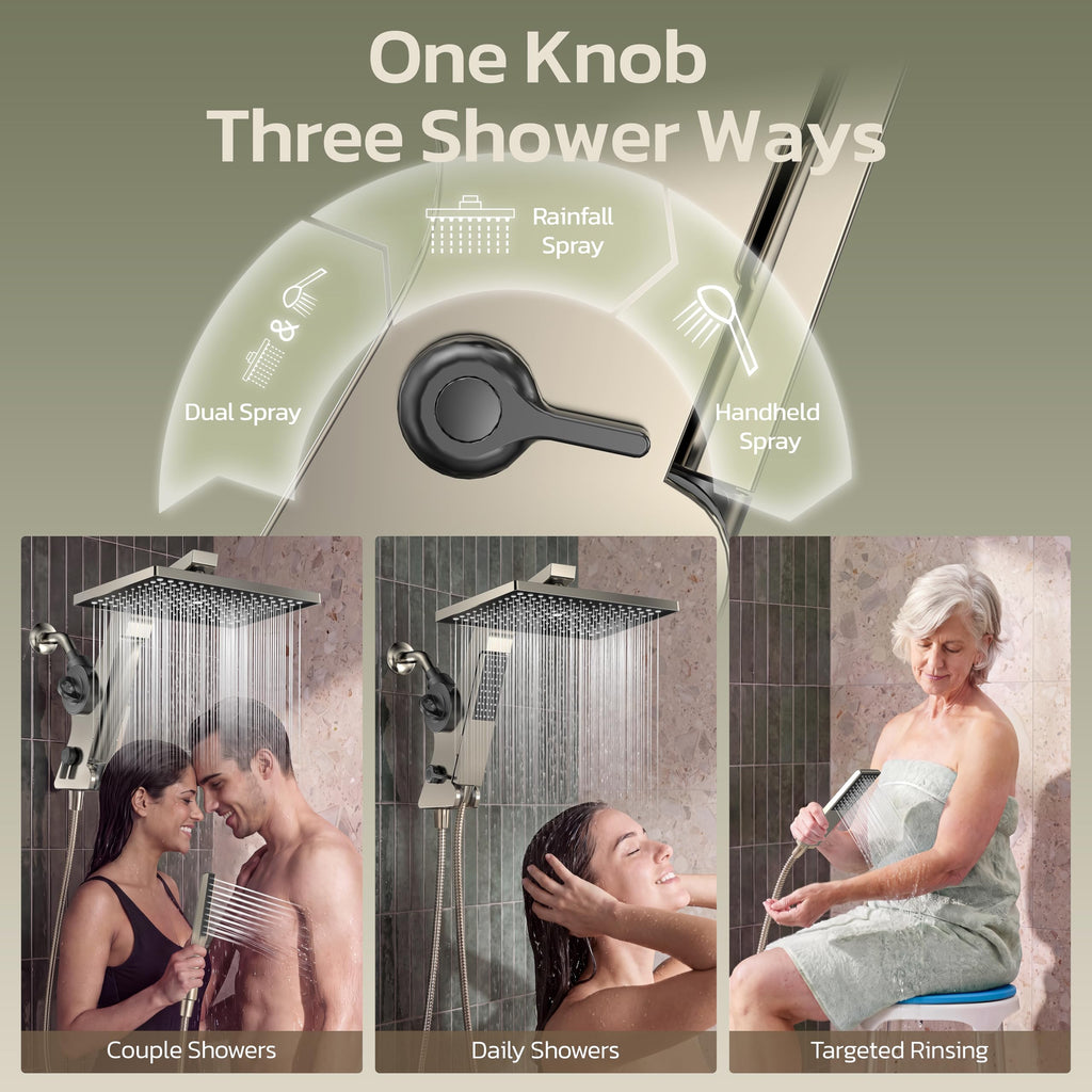 12'' Filtered Rain Shower Head with Handheld Spray Combo Brushed Nickel