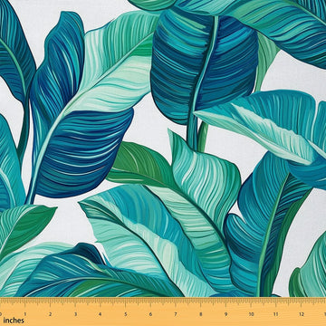 Tropical Outdoor Fabric by The Yard, Summer Palm Leaf Upholstery Fabric for Chairs, Green Botanical Branch Decorative