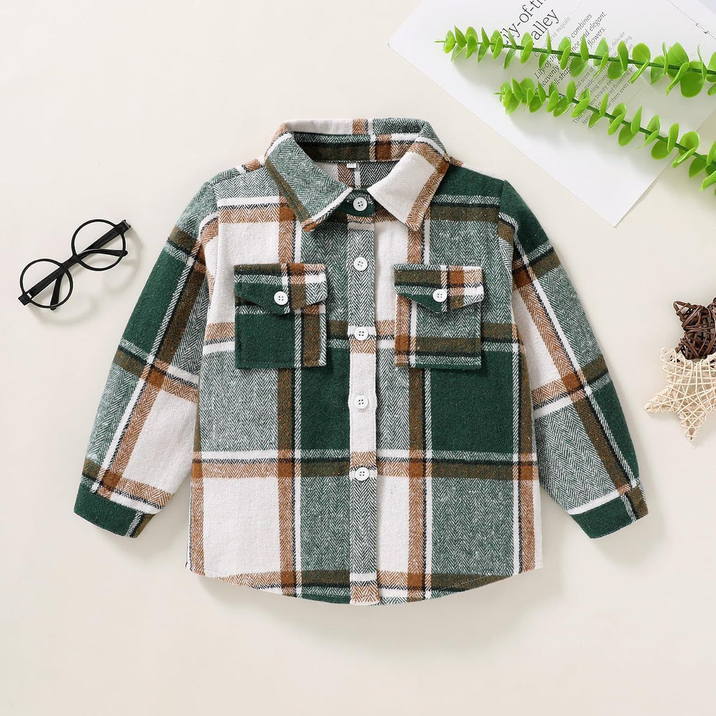 Toddler Flannel Kids Little Baby Boy Girl Long Sleeve Shirt