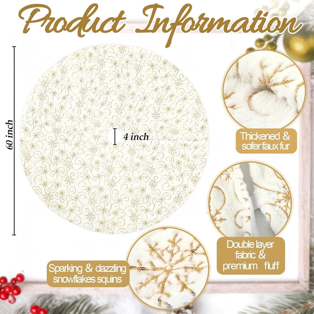 Faux Fur Christmas Tree Skirt, White, 60 Inch
