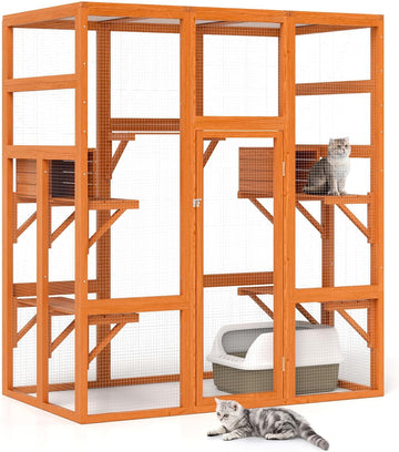 71in Catio, Indoor & Outdoor Cat Enclosure Waterproof Roof & Perche