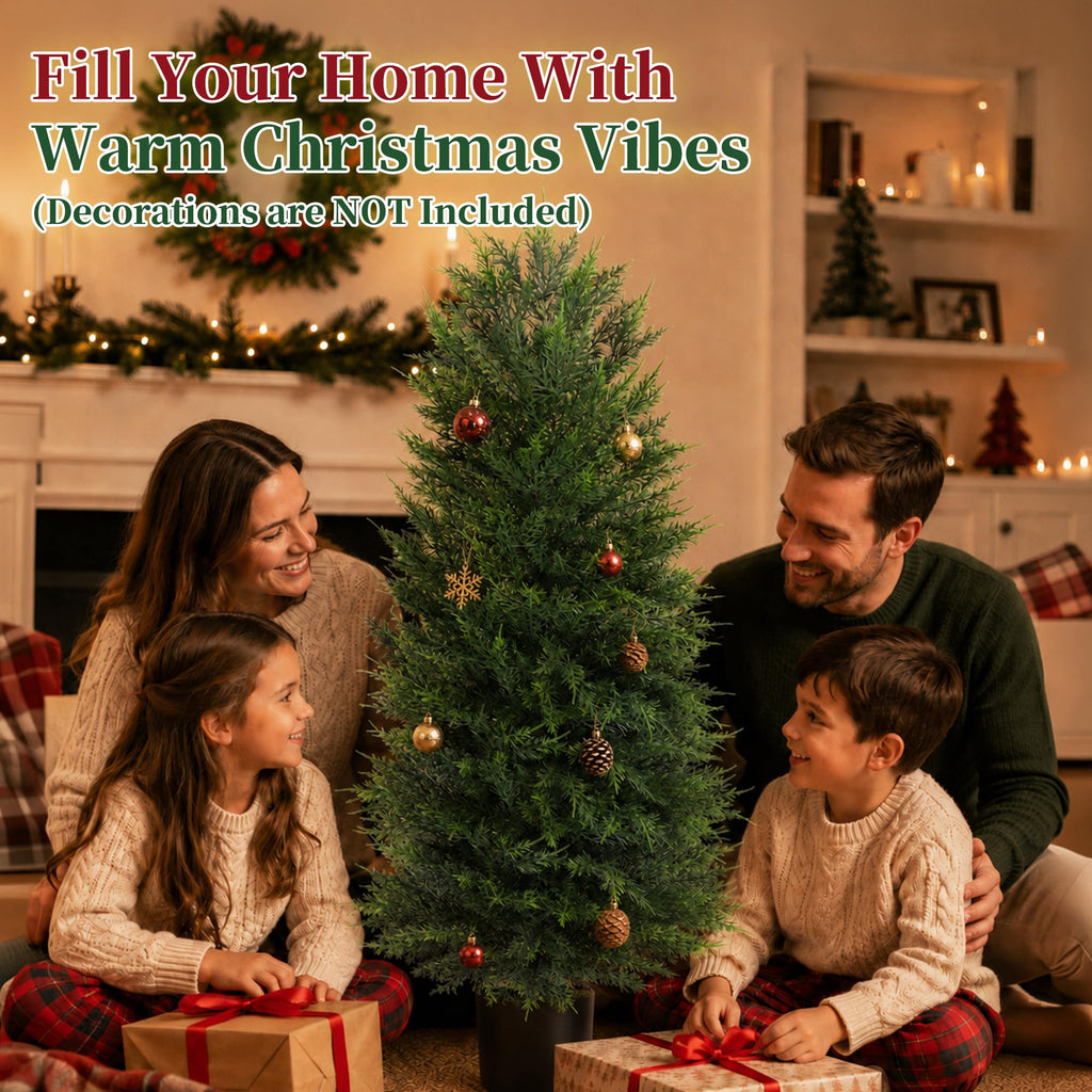 2 Pack 4FT Artificial Topiary Cedar Trees for Outdoor Front Porch