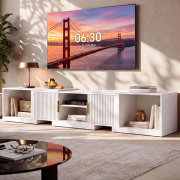 TV Stand for 55-80 Inches TVs, 63"-84.6" Adjustable Length, Extendable Corner Entertainment Center with Storage