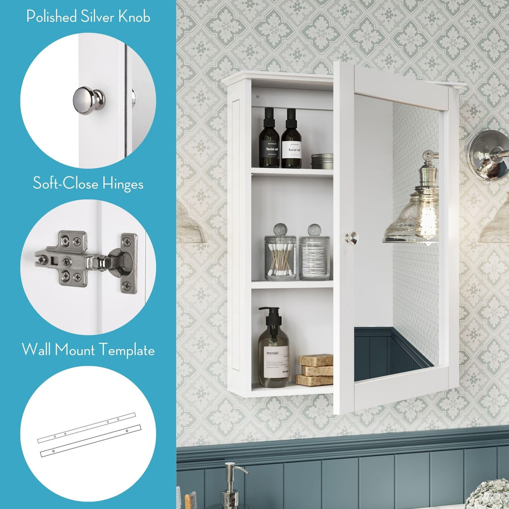Ashland Bathroom Wall Mount Medicine Cabinet with Mirror, White