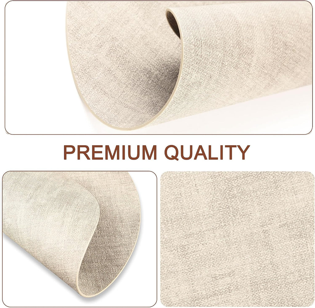 Round Faux Leather Placemats and Coasters, Reversible Heat Resistant Non-Slip Table Mats, Waterproof - Set of 6