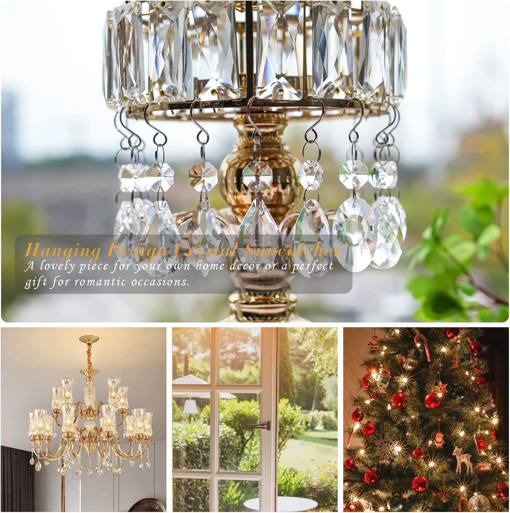 12 Pcs Crystal Chandelier Prisms Rainbow Hanging Crystals Suncatcher - Clear Chandelier Replacement Crystal Sun
