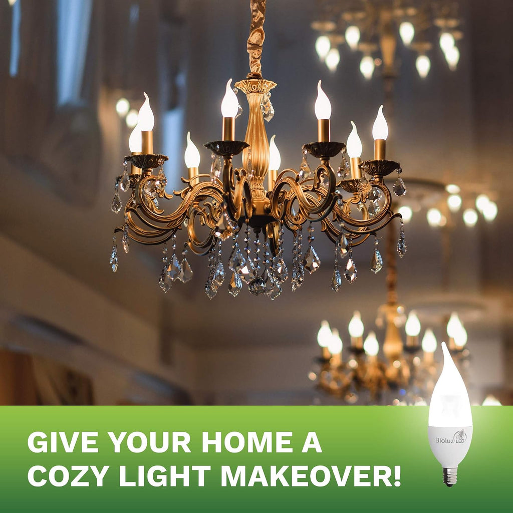 Light Bulb 40W Candelabra LED Bulbs w/Flame Tip, Dimmable12 Base Candle Light Bulbs 2700K Warm White LED Light Bulb
