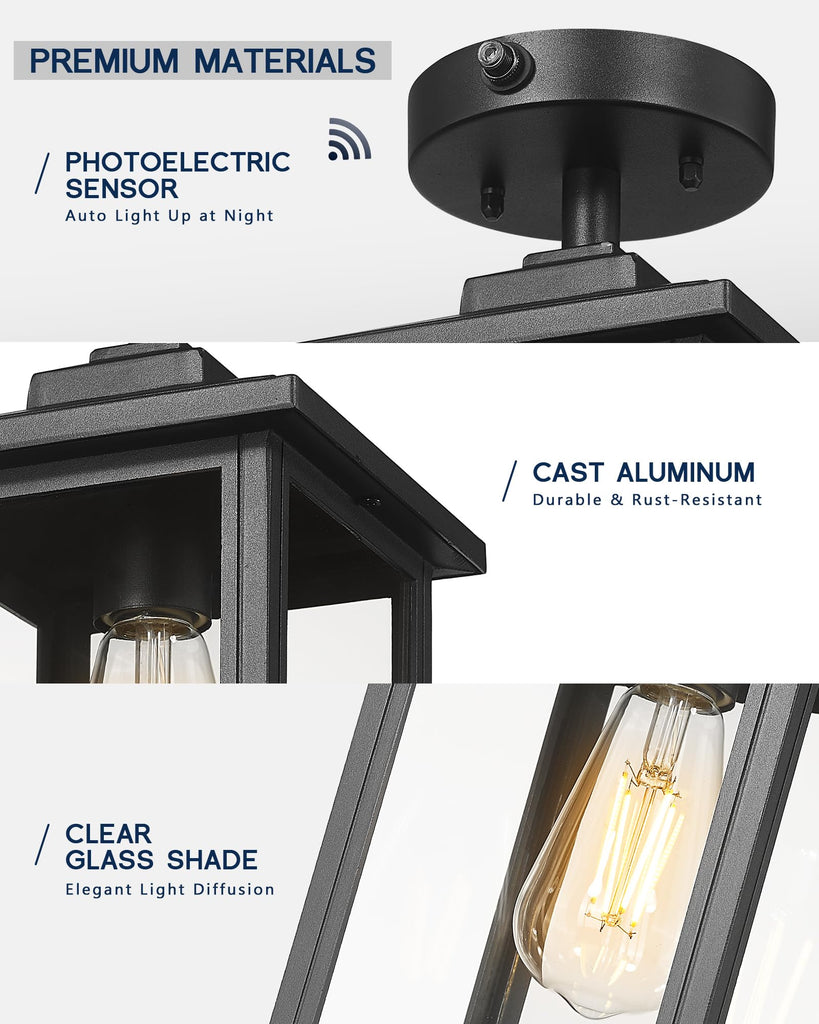 13" Dusk to Dawn Outdoor Semi Flush Mount Ceiling Light