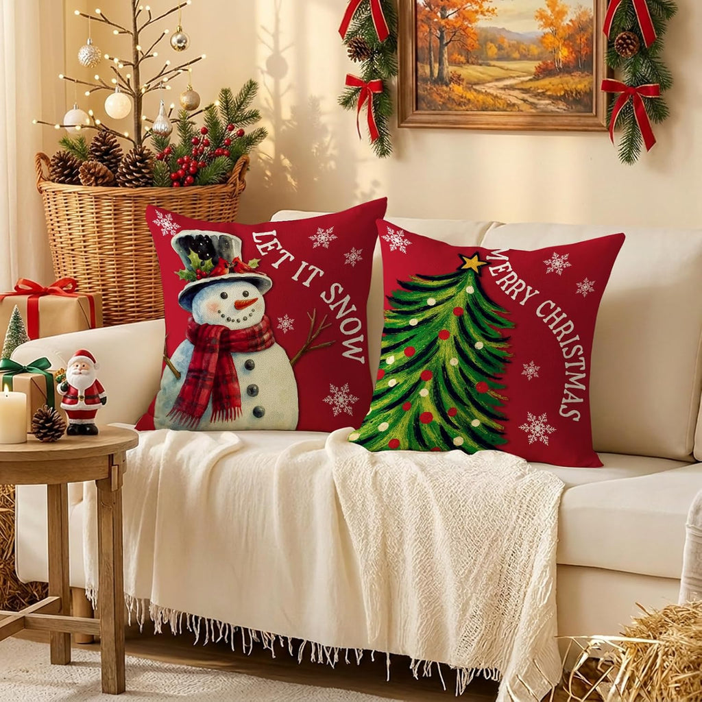 Christmas Throw Pillow Covers 18x18 inch - Set of 4