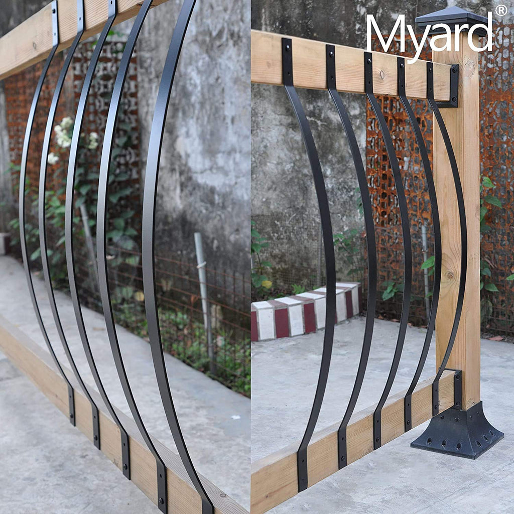 32-1/4'' Grooved Aluminum Deck Balusters, Arc Arch Style, Matte Black